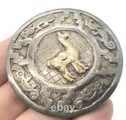 Vintage 18k Gold and Sterling Silver Brooch Pin 925 Pendant Peru Llama Artisan