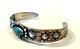 Vintage 1930's Turquoise And Sterling Silver Cuff Bracelet