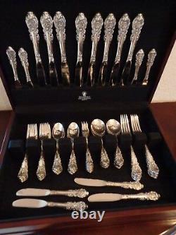 Vintage 1936 Wallace Sir Christopher 48 Pcs For 8 Sterling Silver Flatware Set