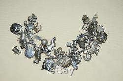 Vintage 1940's Collector's AMERICANA Sterling Silver charm bracelet with33 charms