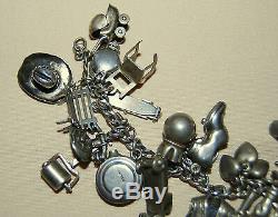 Vintage 1940's Collector's AMERICANA Sterling Silver charm bracelet with33 charms