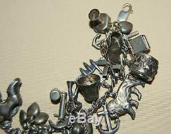 Vintage 1940's Collector's AMERICANA Sterling Silver charm bracelet with33 charms