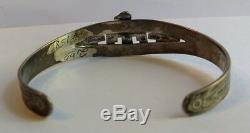 Vintage 1940's Sterling Silver Arrow Navajo Indian Thunderbird Cuff Bracelet