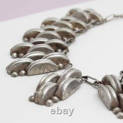 Vintage 1940s Early Mexican Sterling Silver Domed Link Necklace