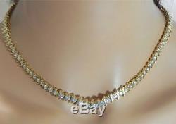Vintage 1960s 18Ct Diamond 14k Yellow Gold Over Tennis Graduated 16 Necklace