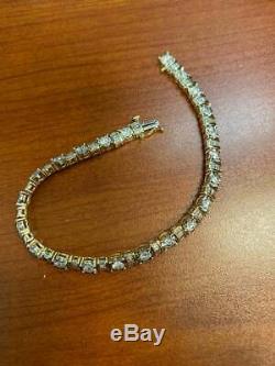 Vintage 1960s Diamond Tennis 7.5 Inches Bracelet 6 carat total 18k Yellow Over