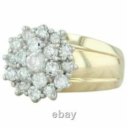 Vintage 2.00 Ct Diamond Waterfall Cluster 10K Yellow Gold Finish Cocktail Ring