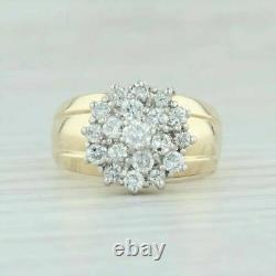Vintage 2.00 Ct Diamond Waterfall Cluster 10K Yellow Gold Finish Cocktail Ring