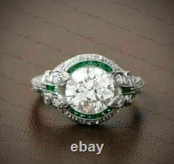 Vintage 2.00 Ct Round Cut Off White Treated Diamond Ring 925 Sterling Silver