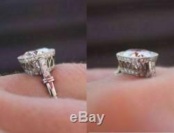 Vintage 2.25Ct Diamond 14K White Gold Fn Unique Art Deco Engagement Wedding Ring