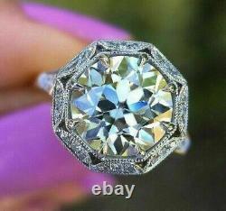 Vintage 2.70Ct Round Cut Simulated CZ Halo Engagement 925 Sterling Silver Ring