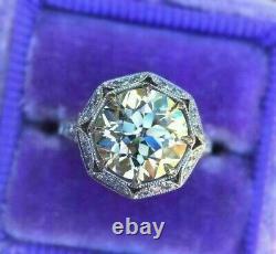 Vintage 2.70Ct Round Cut Simulated CZ Halo Engagement 925 Sterling Silver Ring