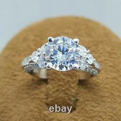 Vintage 2.70Ct Round Cut Simulated CZ Solitaire Wedding 925 Sterling Silver Ring