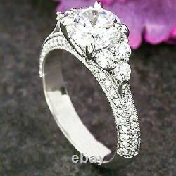 Vintage 2.70Ct Round Cut Simulated CZ Solitaire Wedding 925 Sterling Silver Ring