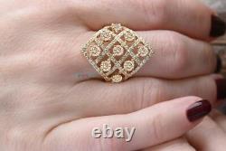 Vintage 2.80ct 925 Sterling Silver Round Cut Morganite Art Deco Wedding Ring