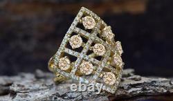 Vintage 2.80ct 925 Sterling Silver Round Cut Morganite Art Deco Wedding Ring