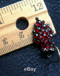 Vintage 2-tiers Edwardian Bohemian rose cut garnet Sterling 12K wire earrings