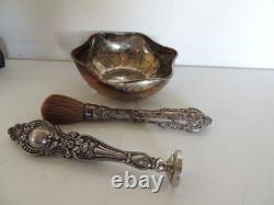 Vintage 245.8 Grams Sterling Spoons, Bowl, Brush, Initial Stamper, Some Scrap