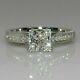 Vintage 2ct Princess Cut Moissanite Wedding Engagement Ring 14k White Gold Over