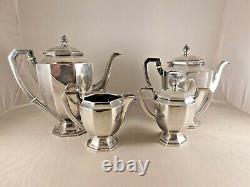 Vintage 4 Piece Asian 950 Sterling Silver Tea & Coffee Set MID Century Modern