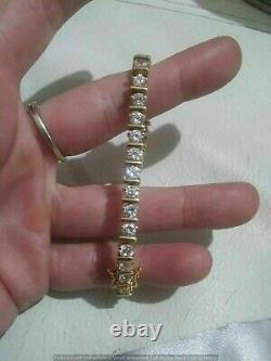 Vintage 7Ct D/VVS1 Diamond Women's Tennis Bracelet Solid 14k Yellow Gold Finish