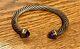 Vintage 90s David Yurman 14k Gold & Sterling Amethyst Classic Cable Bracelet