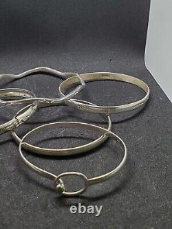 Vintage 925 Stack Sterling Silver Bangle Bracelet Lot of 7 Bracelets 85 Grams