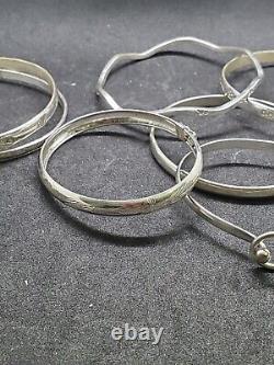 Vintage 925 Stack Sterling Silver Bangle Bracelet Lot of 7 Bracelets 85 Grams