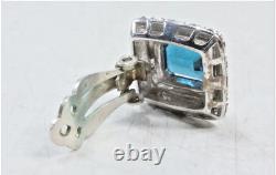 Vintage. 925 Sterling Blue Spinel Ring & Matching 925 Earrings Art Deco Set