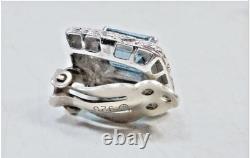 Vintage. 925 Sterling Blue Spinel Ring & Matching 925 Earrings Art Deco Set