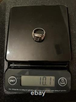 Vintage 925 Sterling Silver & 10k Gold Carved Intaglio Centurion Ring Size 9.5