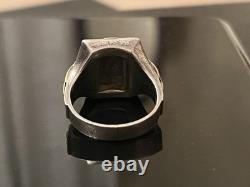 Vintage 925 Sterling Silver & 10k Gold Carved Intaglio Centurion Ring Size 9.5