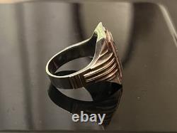 Vintage 925 Sterling Silver & 10k Gold Carved Intaglio Centurion Ring Size 9.5