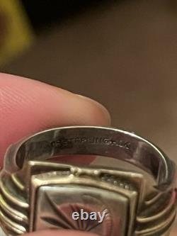 Vintage 925 Sterling Silver & 10k Gold Carved Intaglio Centurion Ring Size 9.5