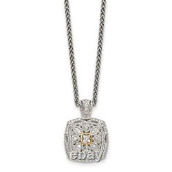 Vintage 925 Sterling Silver 14k Diamond Necklace 18 Inch