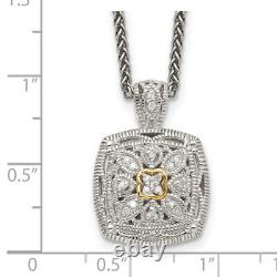 Vintage 925 Sterling Silver 14k Diamond Necklace 18 Inch