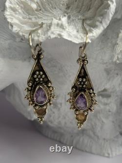 Vintage 925 Sterling Silver Amethyst Earrings