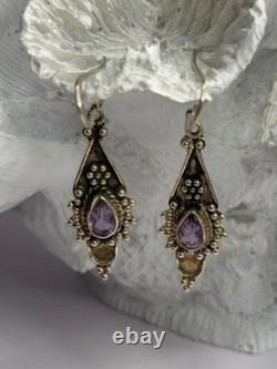 Vintage 925 Sterling Silver Amethyst Earrings