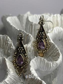Vintage 925 Sterling Silver Amethyst Earrings