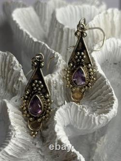 Vintage 925 Sterling Silver Amethyst Earrings