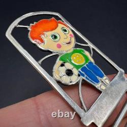 Vintage 925 Sterling Silver Comb Boy Motif Stamped Brush 20 gram