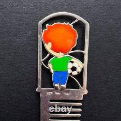 Vintage 925 Sterling Silver Comb Boy Motif Stamped Brush 20 gram