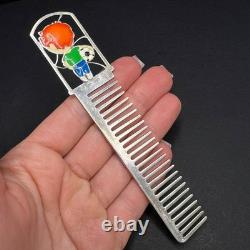 Vintage 925 Sterling Silver Comb Boy Motif Stamped Brush 20 gram