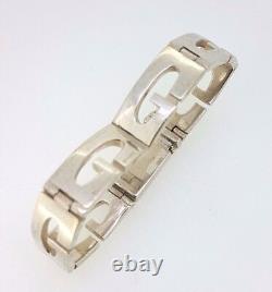 Vintage 925 Sterling Silver G Bracelet length 17.5 cm width links12mm