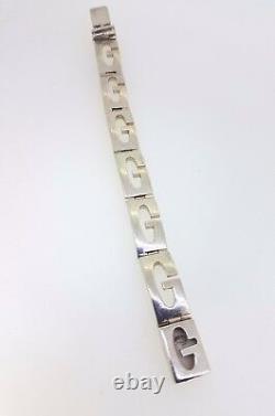 Vintage 925 Sterling Silver G Bracelet length 17.5 cm width links12mm