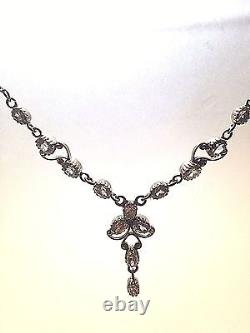 Vintage 925 Sterling Silver Genuine Cubic Zirconia Choker Necklace