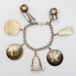 Vintage 925 Sterling Silver Mexican Charm Bracelet circa 1950s