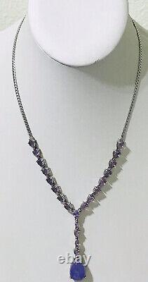 Vintage 925 Sterling Silver Necklace Large Amethyst Jewelry Women / Ladies