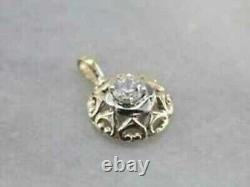 Vintage 925 Sterling Silver Round Cut Moissanite Pendant 14k Yellow Gold Plated
