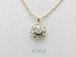 Vintage 925 Sterling Silver Round Cut Moissanite Pendant 14k Yellow Gold Plated